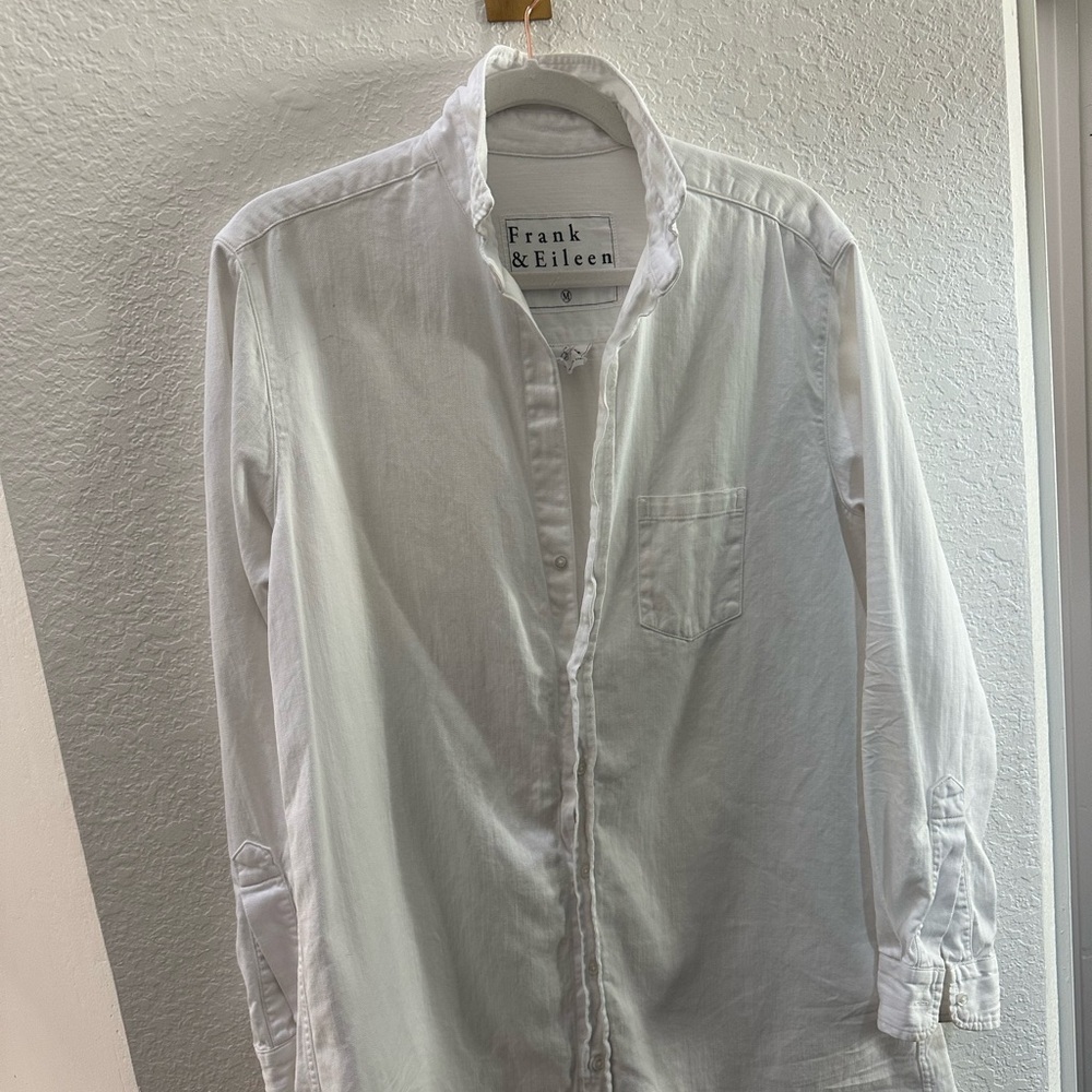 Frank & Eileen Women’s Classic White Button Down Denim Shirtdress